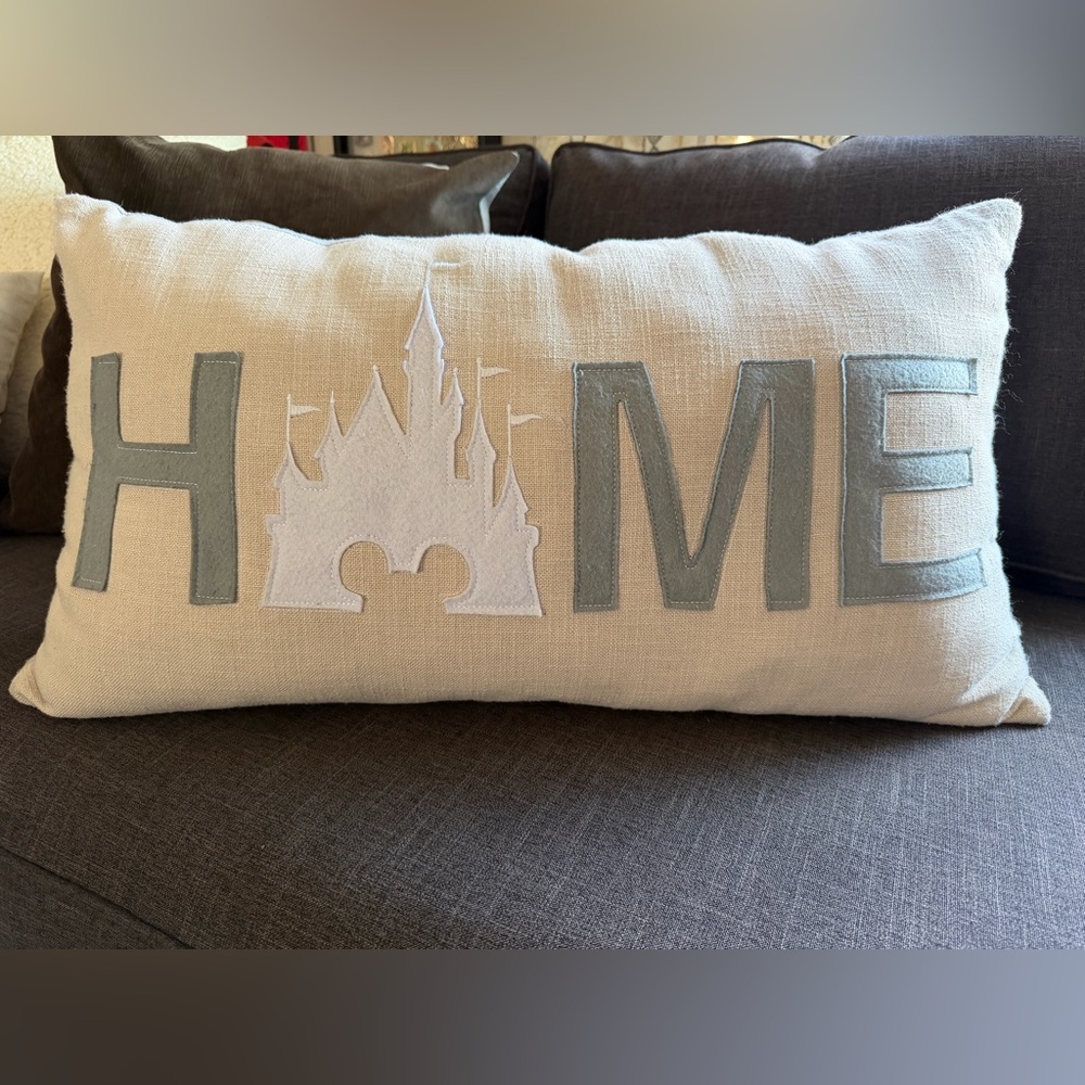 Disney Parks HOME Castle Accent Pillow in Cream and Gray